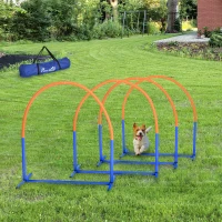 PawHut Dog Agility Training Equipment, 4 PCS Obstacle Course with Carrying Bag for Old Dogs, for Backyard, Outdoor, Blue(m-8)