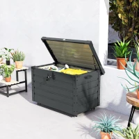 Outsunny 78 Gallon Garden Storage Box, Waterproof Outdoor Storage Container with Wheels and Handles, Dark Grey(m-9)
