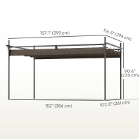 Outsunny 10' x 10' Outdoor Gazebo, UPF30+ Retractable Pergola Canopy, Free Standing Metal Pergola Kit, Brown(m-3)