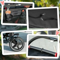 PawHut One-Click Foldable Dog Stroller for M, L Dogs, Pet Stroller, Black(m-8)