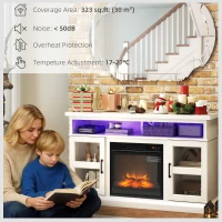 HOMCOM 48" Fireplace TV Stand for TVs Up to 55 Inches, Media Entertainment Center with 3D Flame, Adjustable Shelves, White(m-7)