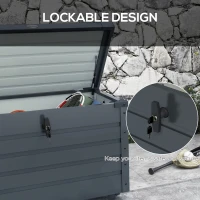 Outsunny 78 Gallon Garden Storage Box, Waterproof Outdoor Storage Container with Wheels and Handles, Dark Grey(m-7)