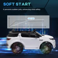 Qaba Land Rover Discovery Sport Licensed 12V Ride on Car w/ Remote, Soft Start, LED Lights, Music Horn, White(m-6)