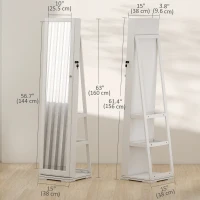 HOMCOM 360° Swivel Jewelry Armoire, Lockable Mirror Jewelry Cabinet with Built-In Small Mirror, White(m-3)