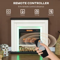 HOMCOM 41 Inch Electric Fireplace with Mantel, 1400W Fireplace Heater with Adjustable 3D Flame Effect, Black and White(m-6)