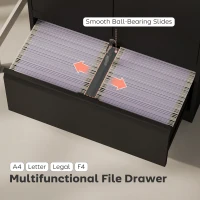 HOMCOM Lateral Filing Cabinet, Metal Storage Cabinet, Garage Cabinet with Double Locks, Adjustable Shelf and File Drawer, Black(m-5)