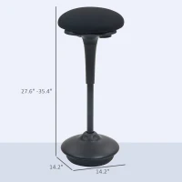 HOMCOM Backless Wobble Chair, Adjustable Active Ergonomic Stool Chair, with Rocking Motion, Padded, Black(m-3)