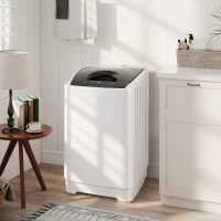 HOMCOM Compact Washer, Portable Washing Machine, Full Automatic Washer with 8 Programs and 6 Water Levels, White(m-8)