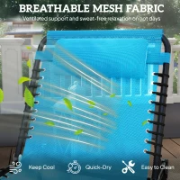 Outsunny Outdoor Folding Lounge Chair, 4-Level Adjustable Chaise Lounge with Headrest, Tanning Chair Beach Bed, Reclining Lounger Cot for Camping, Hiking, Backyard, Sky Blue(m-6)