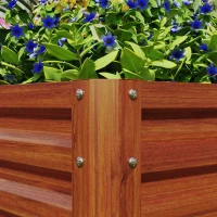 Outsunny 2' x 2' x 1' 2-Pieces Raised Garden Bed w/ Galvanised Steel Frame for Vegetables Flowers Herbs, Dark Brown Wood Effect(m-9)