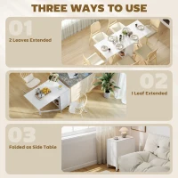 HOMCOM Multi-use Foldable Table with Hideaway Shelves, Drop Leaf Table for Kitchen, Dining, Study and Office, White(m-7)