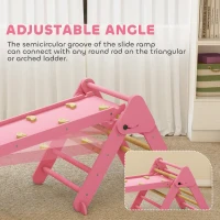 Qaba 7-in-1 Pikler Triangle Set, Foldable Wooden Climbing Toys with Arch, Ramp and Ladder for Toddlers 1-4 Years, Pink(m-6)