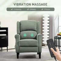 HOMCOM Push Back Recliner Chair, Vibration Massage Recliner for Living Room with Extendable Footrest, Remote, Green(m-4)