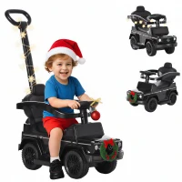 Aosom Mercedes-Benz G350 Licensed Push Car, 3-in-1 Toddler Sliding Car with Horn, Steering, Foot Rest, Seat Storage, Black(m-2)