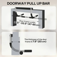 Soozier Pull-Up Bar for Doorway, Home Fitness Door Horizontal Chin up Bar for Indoor Gym Upper Body Workout, Grey(m-9)
