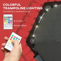 Soozier 45" Rebounder Trampoline for Adult, Quiet Bungee Rebounder with LED Lights Remote Control, Red(m-4)