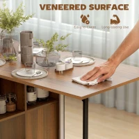 HOMCOM Multi-use Foldable Table with Hideaway Shelves, Drop Leaf Table for Kitchen, Dining, Study and Office, Brown(m-4)