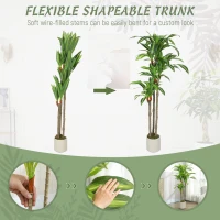 HOMCOM 5FT Dracaena Fake Plant, Artificial Plant with Bendable Trunks for Home Office Decor, Green(m-6)