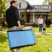 Outsunny Outdoor Folding Lounge Chair, 4-Level Adjustable Chaise Lounge with Headrest, Tanning Chair Beach Bed, Reclining Lounger Cot for Camping, Hiking, Backyard, Sky Blue(m-5)