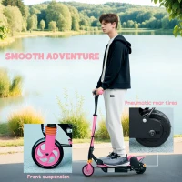Soozier Foldable Electric Scooter for Kids Ages 6-14, with Seat and 2 Adjustable Heights, Max 6km Range & 12km/h, Pink(m-5)