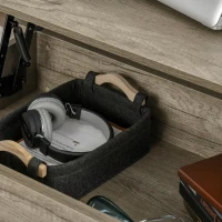 HOMCOM Lift Top Coffee Table with Hidden Storage Compartment and Open Shelves, Lift Tabletop Pop-Up Center Table for Living Room, Oak Effect(m-10)