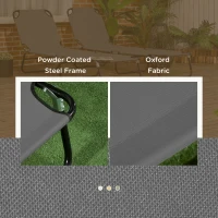Outsunny Set of 2 Folding Outdoor Lounge Chair, Sun Tanning Chairs with Reclining Back, Breathable Mesh for Beach Patio, Grey(m-6)