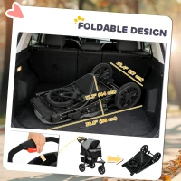 PawHut 3 Wheel Folding Dog Stroller, Travel Carrier with Adjustable Canopy, Storage Brake, Mesh Window for S&M Dogs Grey(m-6)