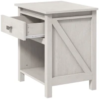 HOMCOM Bedside Table, Farmhouse Nightstand with with Drawer and Storage Shelf, Night Table for Bedroom, White(m-11)