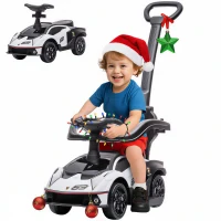 Aosom 3 in 1 Ride on Push Car for Toddlers, Licensed Kids Sliding Car with Safety Protection Footrest Horn, White(m-2)