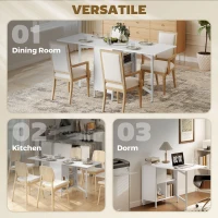 HOMCOM Multi-use Foldable Table with Hideaway Shelves, Drop Leaf Table for Kitchen, Dining, Study and Office, White(m-5)