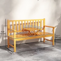 Outsunny Wooden Bench with Liftable Middle Table, Outdoor Bench, Patio Loveseat for Porch, Backyard, Seats 2-3 People(m-3)