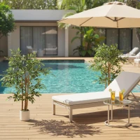 HOMCOM 4FT Artificial Banyan Tree Set of 2, Fake Potted Tree with Solid Wood Trunk and Pot for Indoor(m-10)