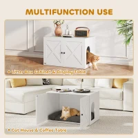 PawHut Cat Litter Box Enclosure with Double Doors, Handles, Fit Most of Cat and Litter Box, 31.5" x 21" x 20", White(m-4)