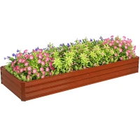 Outsunny 95" x 36" x 12" Galvanized Raised Garden Bed, Metal Elevated Planter Box for Growing Flowers, Herbs, Succulents, Brown(m-11)