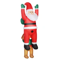 Outsunny 7FT Hanging Christmas Inflatable Santa with Dog, Christmas Blow Up Decoration with Built-in LED Lights for Garden(m-1)