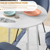 HOMCOM Folding Dining Table, Round Drop Leaf Kitchen Table for Small Spaces with Wood Legs, Distressed White(m-6)