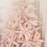 HOMCOM 5ft Unlit Spruce Artificial Christmas Tree with Realistic Branches and 450 Tips, Pink(m-8)