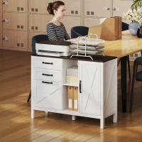 HOMCOM Lateral Filing Cabinet with Drawers, Shelves, Adjustable Hanging Bar for Home Office, Fit A4/Letter Files, White(m-9)