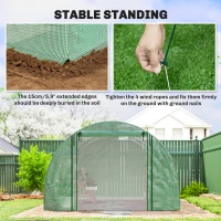 Outsunny Walk-in Tunnel Greenhouse, Plant Hot House w/ Support Rods, Roll-up Mesh Door, Mesh Windows, 13'x9.8'x6.6', Green(m-9)