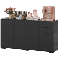 HOMCOM Kitchen Sideboard Storage Cabinet, Modern Coffee Bar Cabinet with Push-Open Design and 2 Drawers for Living Room, Black(m-2)