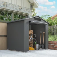 Outsunny 6' x 4' Portable Shed, Waterproof Bike Tent with Roll-up Zipper Door, Vent and Galvanised Metal Frame, Dark Grey(m-10)