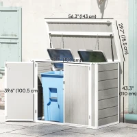 Outsunny 41 Cu. Ft. Outdoor Storage Shed, Outdoor Horizontal Trash Can Storage with Chain Lid, Lockable Storage Box, Light Grey(m-3)