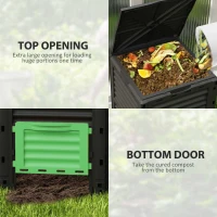 Outsunny Garden Compost Bin 80 Gallon Outdoor Large Capacity Composter Fast Create Fertile Soil Aerating Box, Green(m-4)