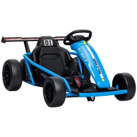 Qaba 24V 7AH Kids Electric Go Kart, 8.1 MPH Battery Powered Drift Kart with Dual Motors, Soft Start for 8-12 Years, Blue(m-11)