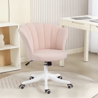 HOMCOM Office Chair, Armless Swivel Desk Chair with Adjustable Height, Backrest, Tilt Function for Office, Vanity, Pink