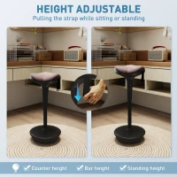 Vinsetto Backless Wobble Stool Chair, Standing Desk Chair, Adjustable Learning Stool for Office Desks, with Rocking Motion, Brown(m-6)