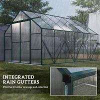 Outsunny Aluminium Greenhouse Polycarbonate Walk-in Garden Greenhouse Kit with Adjustable Roof Vent, 8 x 12ft, Clear(m-7)
