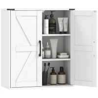 HOMCOM Bathroom Wall Cabinet, Wall Mounted Medicine Cabinet with Barn Doors and Adjustable Shelves, Over The Toilet, White(m-11)
