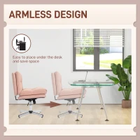 HOMCOM Armless Office Chair, Criss Cross Chair with Adjustable Height & Tilt Function for Home Office, Study, Pink(m-7)
