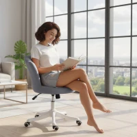 HOMCOM Office Chair, Armless Swivel Desk Chair with Adjustable Height, Backrest, Tilt Function for Office, Vanity, Grey(m-10)